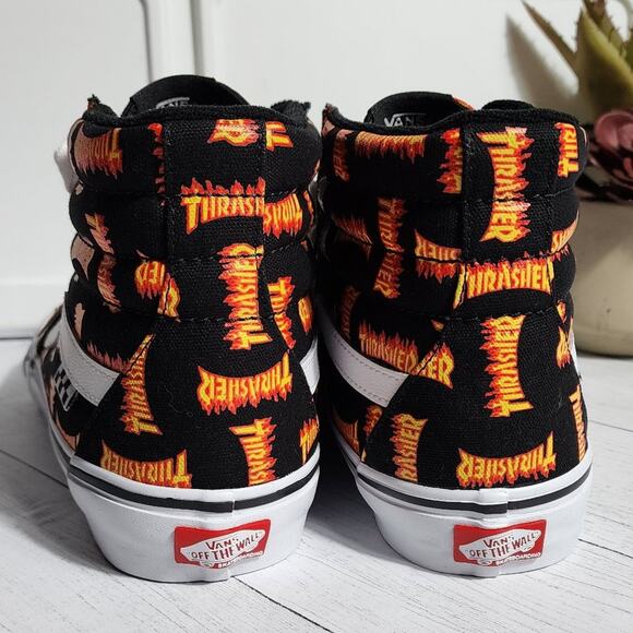 Vans x Thrasher Mens Skate Sk8-Hi Black Hightop Canvas Shoes Size 10 NWT - Picture 4 of 4